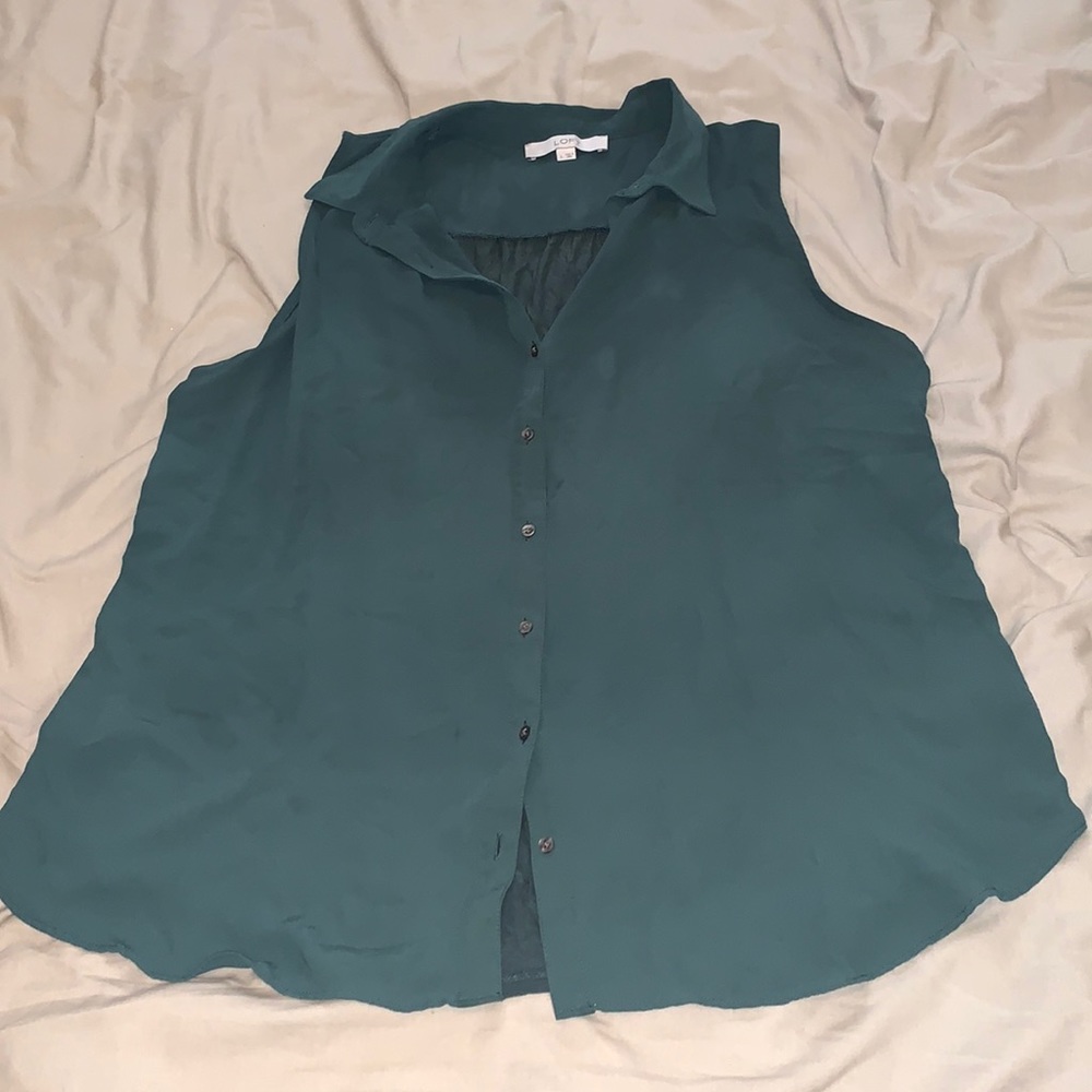 Loft green sleeveless collared shirt